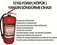 Foam Köpüklü Yangın Söndürme Cihazı, 12 Kg Yangın Tüpü